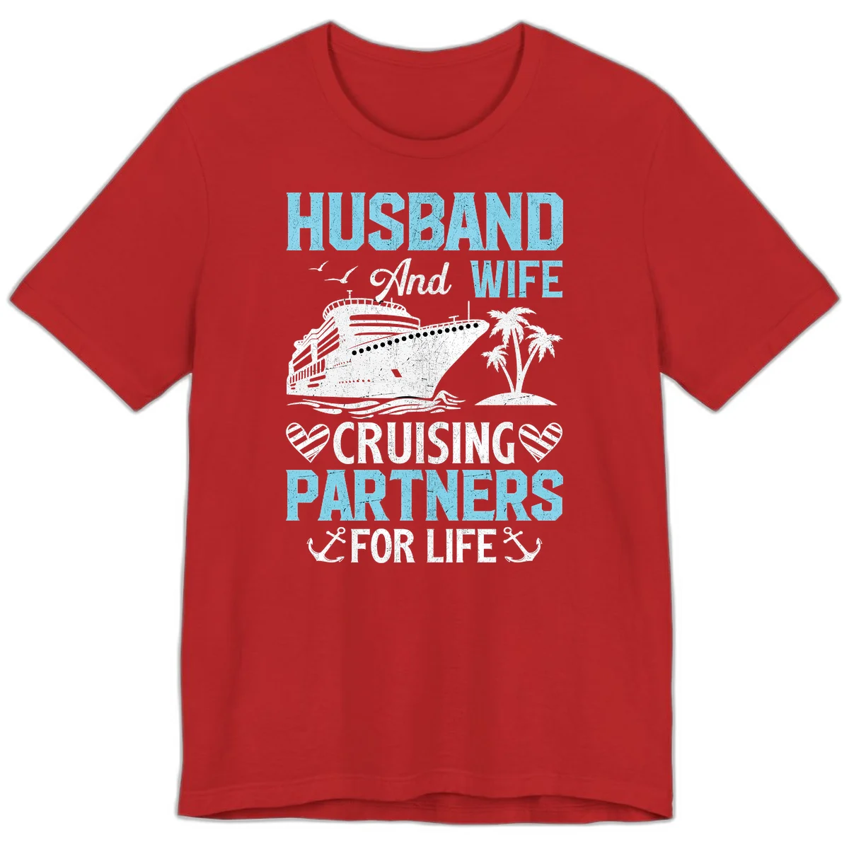 Husband And Wife Cruising Partners For Life Premium T-Shirt in Red