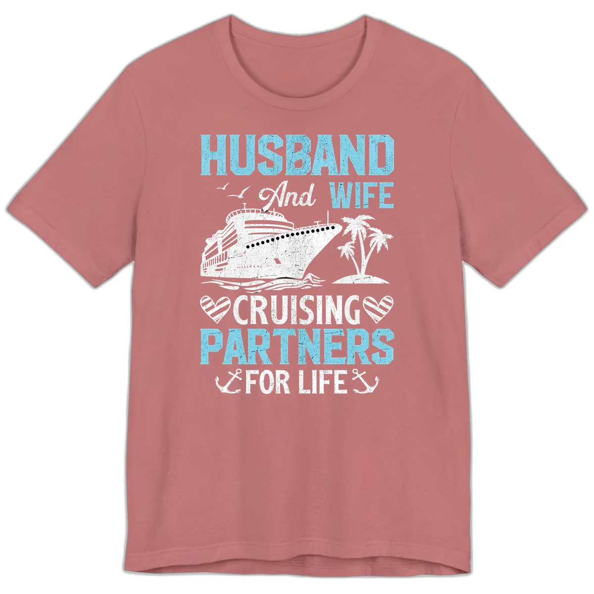 Husband And Wife Cruising Partners For Life Premium T-Shirt in Mauve