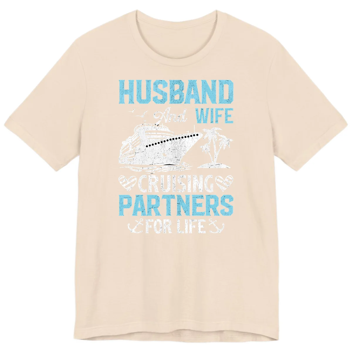 Husband And Wife Cruising Partners For Life Premium T-Shirt in Soft Cream