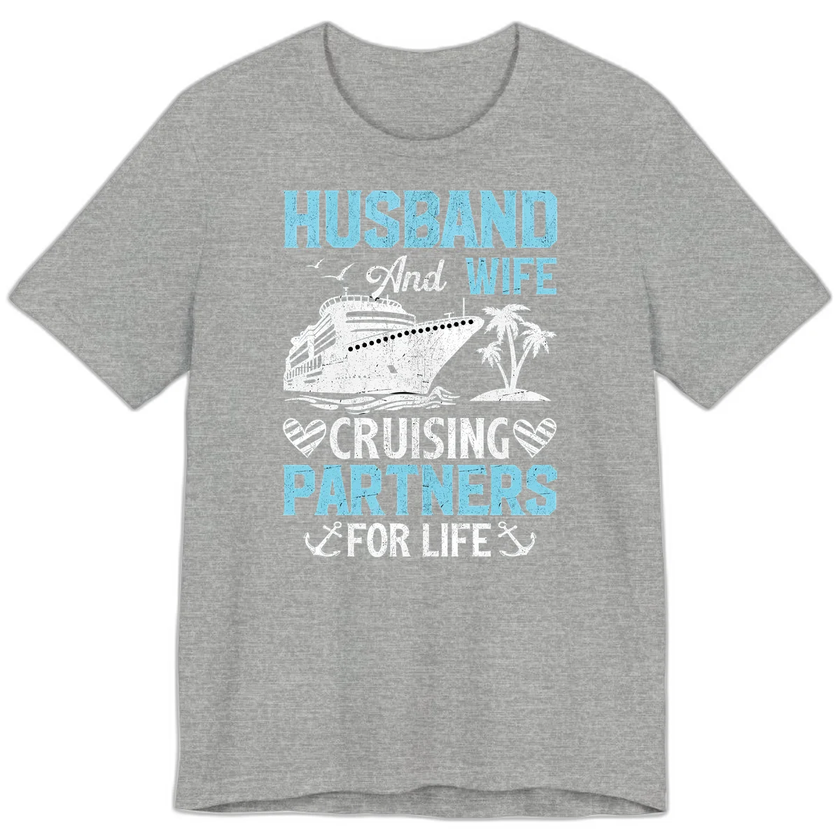 Husband And Wife Cruising Partners For Life Premium T-Shirt in Athletic Heather