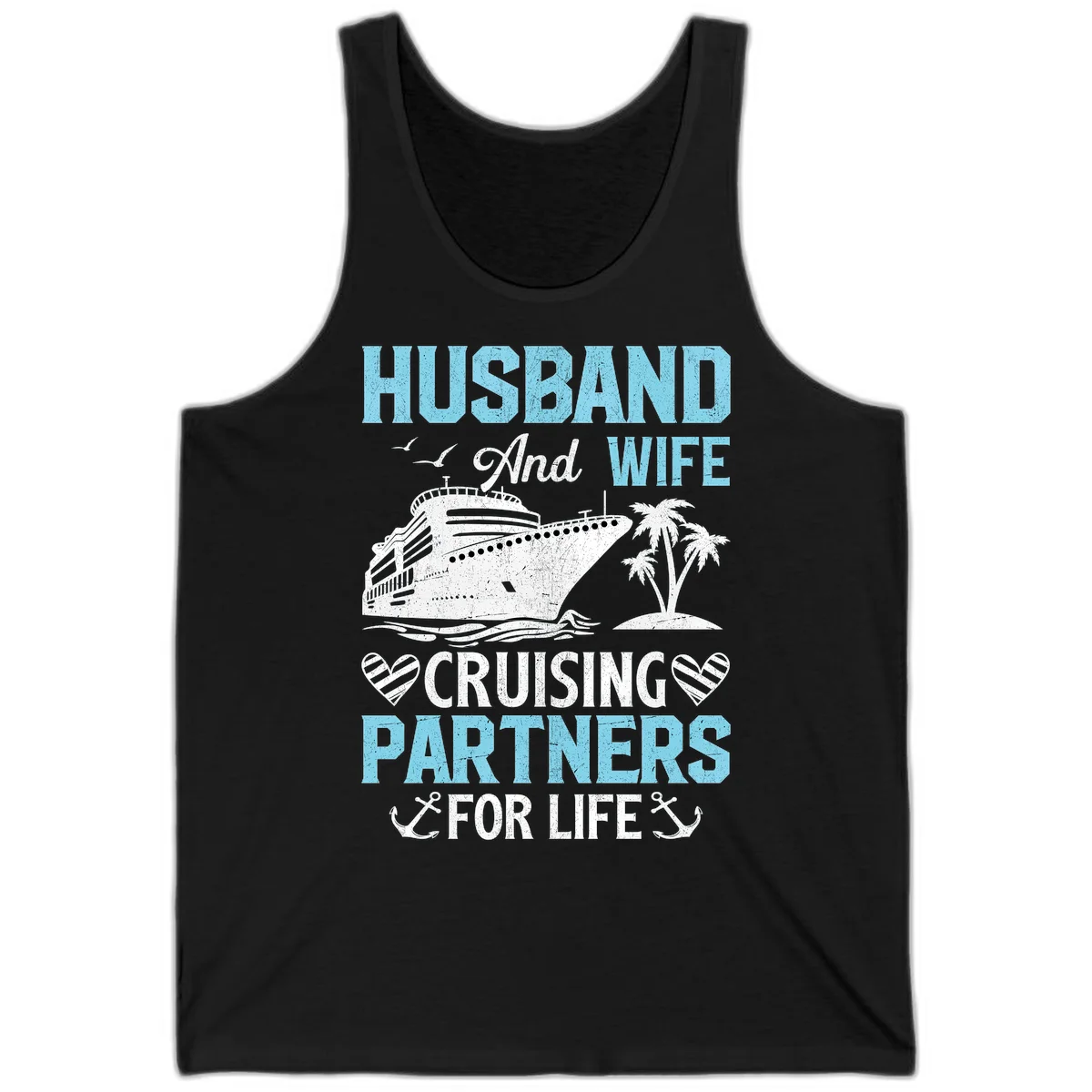 Husband And Wife Cruising Partners For Life Tank in Black