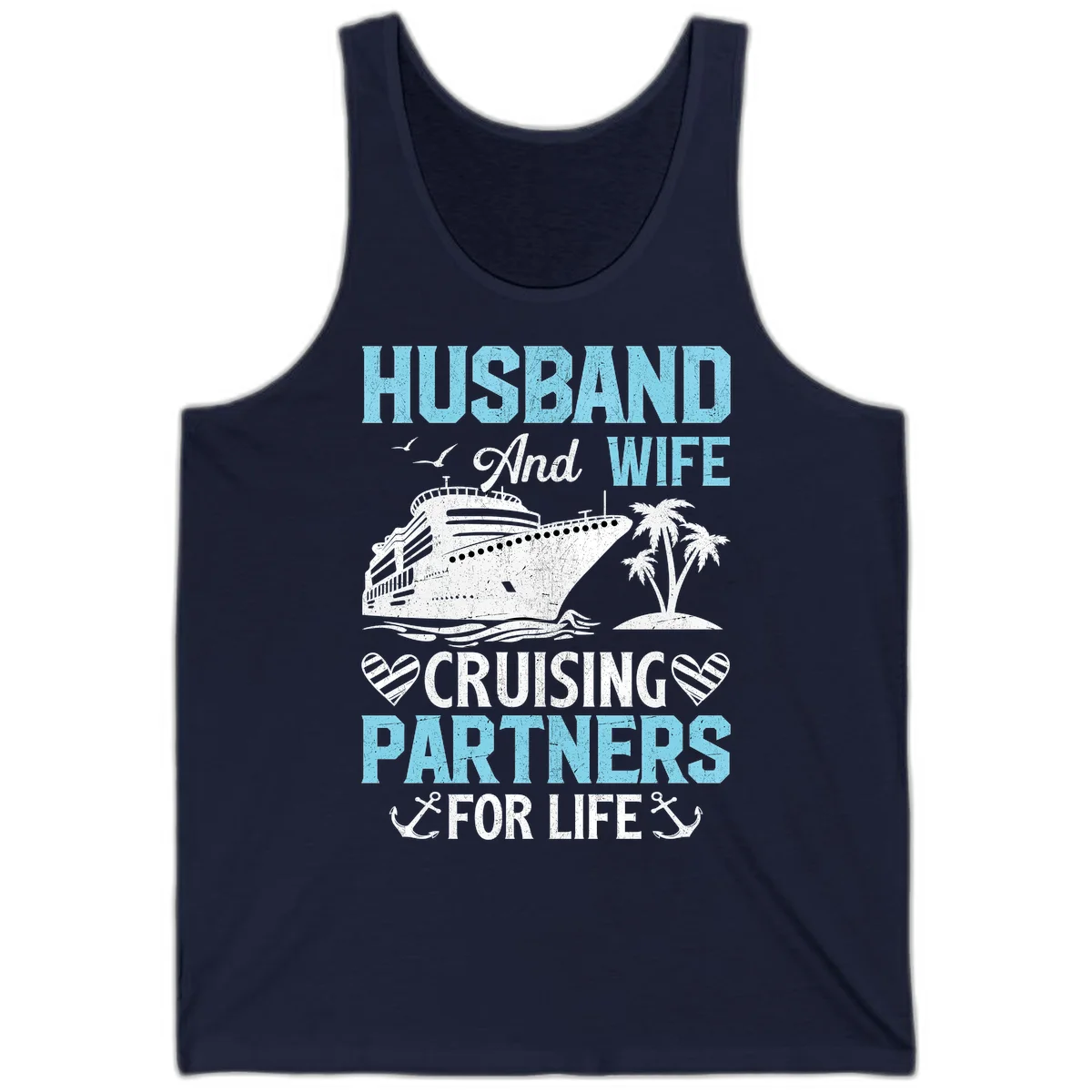 Husband And Wife Cruising Partners For Life Tank in Navy