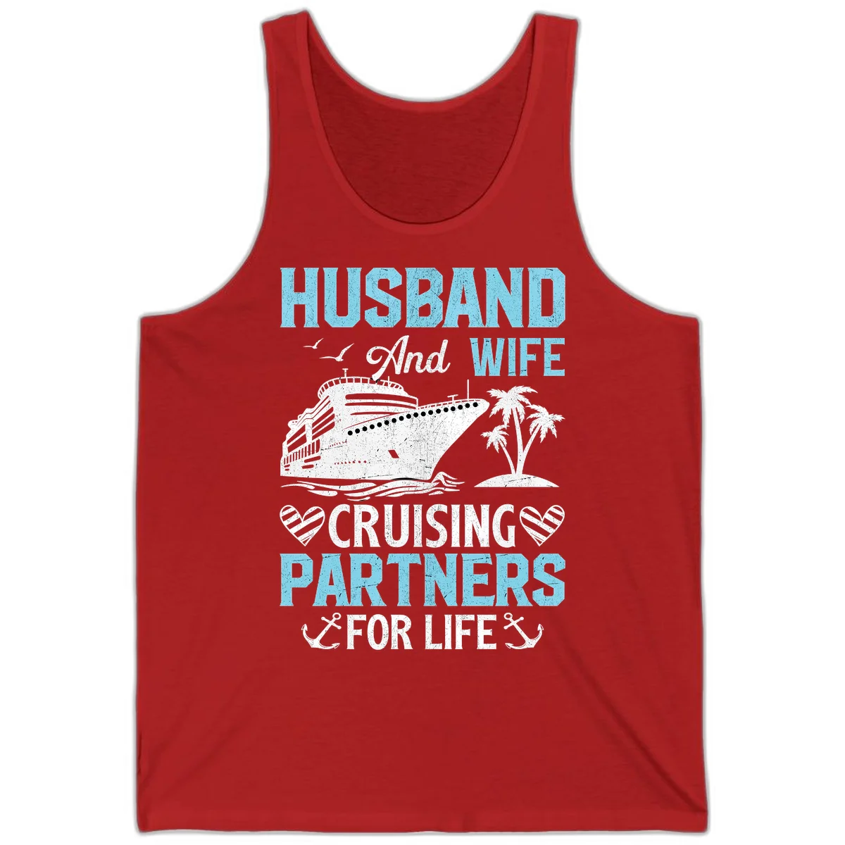 Husband And Wife Cruising Partners For Life Tank in Red