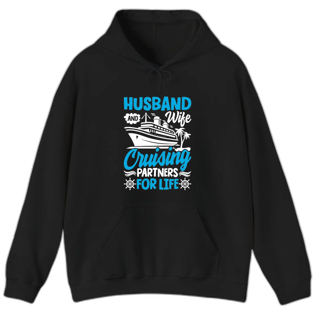 Husband And Wife Cruising Partners For Life Hoodie in Black
