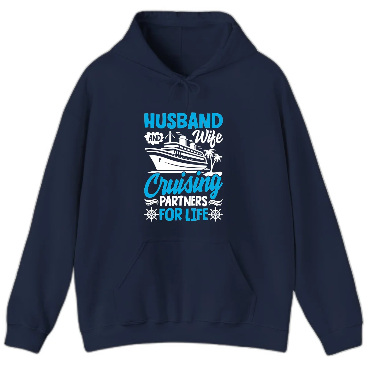 Husband And Wife Cruising Partners For Life Hoodie in Navy