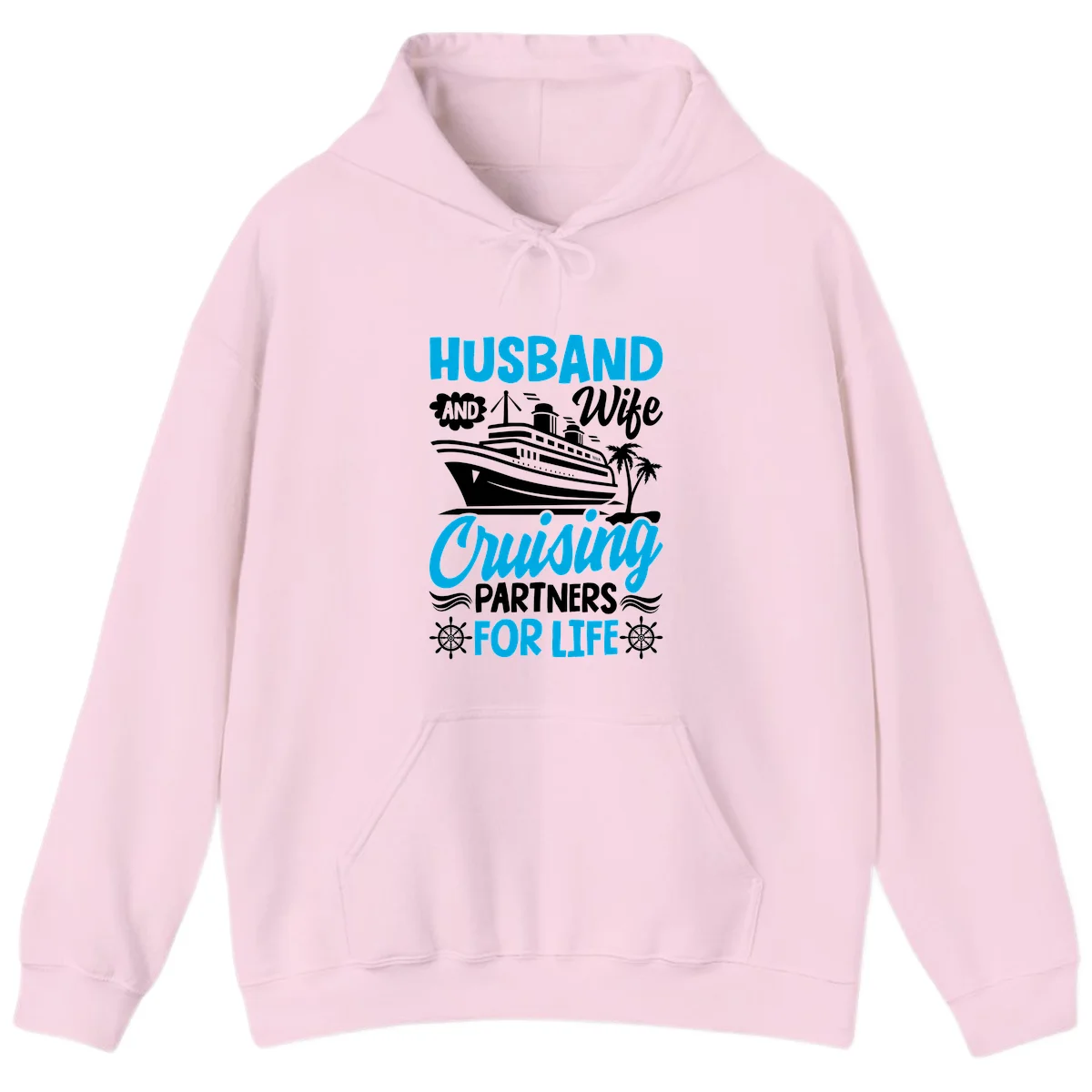 Husband And Wife Cruising Partners For Life Hoodie in Light Pink