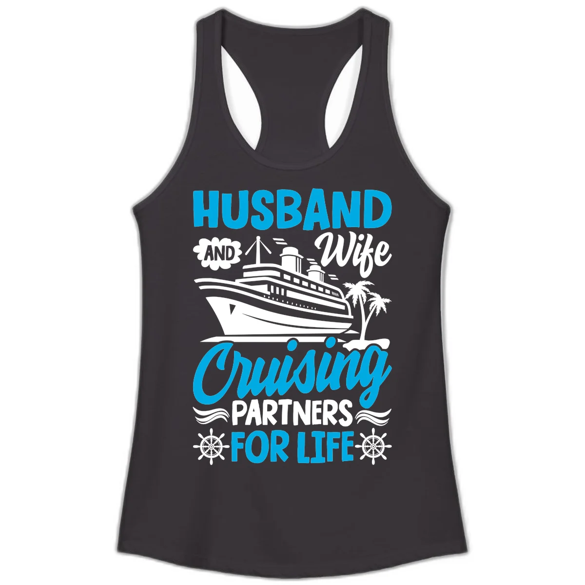 Husband And Wife Cruising Partners For Life Ladies Tank in Black