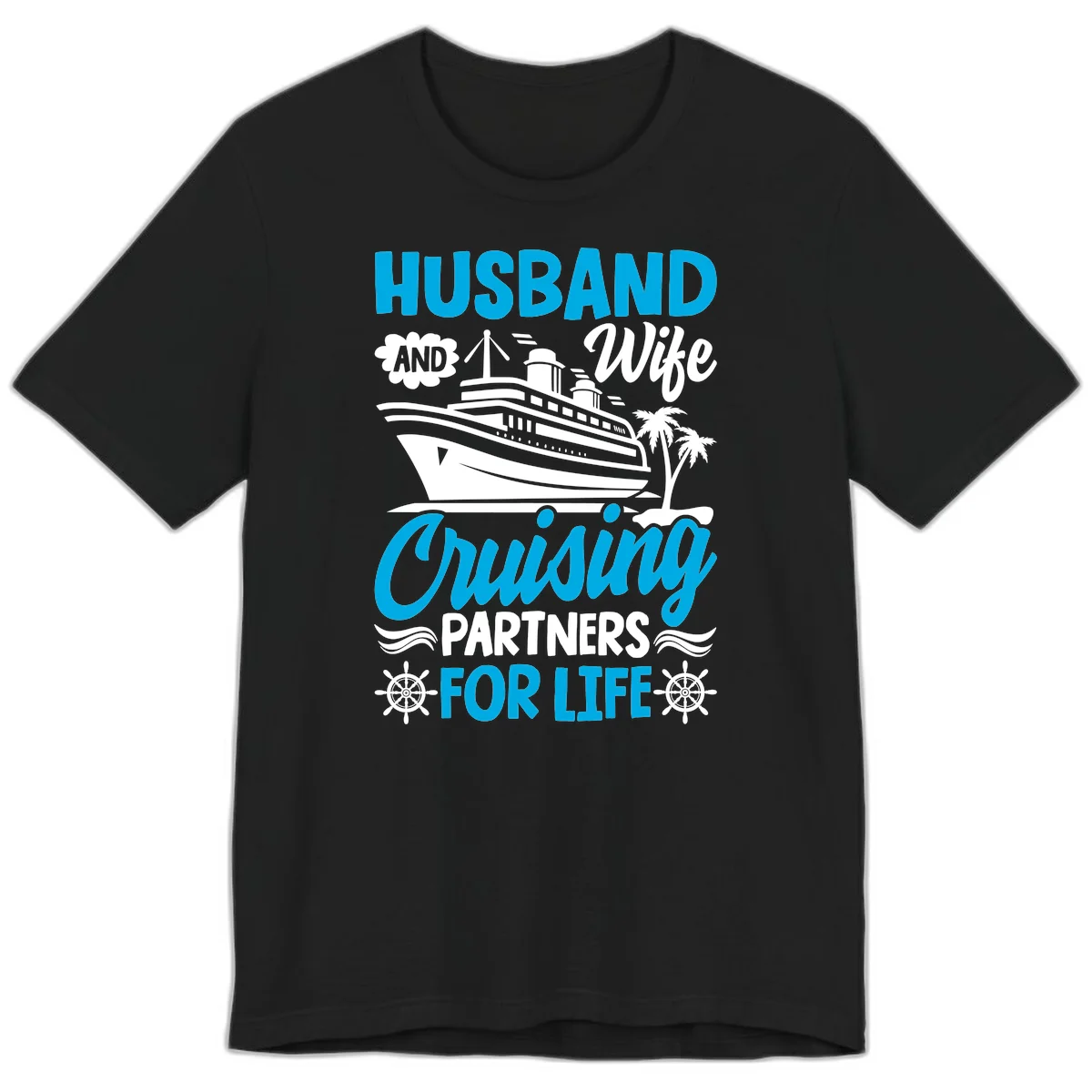 Husband And Wife Cruising Partners For Life Premium T-Shirt in Black