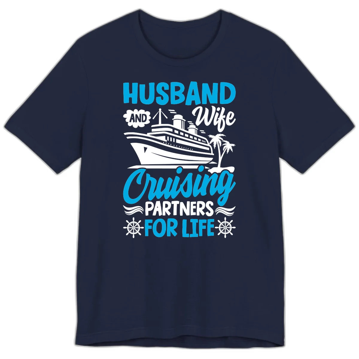 Husband And Wife Cruising Partners For Life Premium T-Shirt in Navy