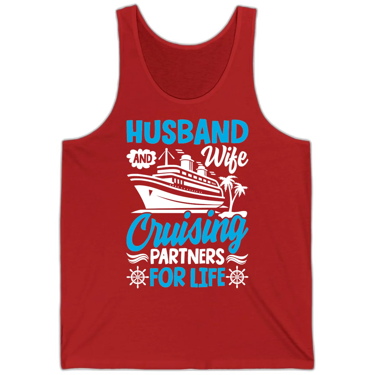 Husband And Wife Cruising Partners For Life Tank in Red