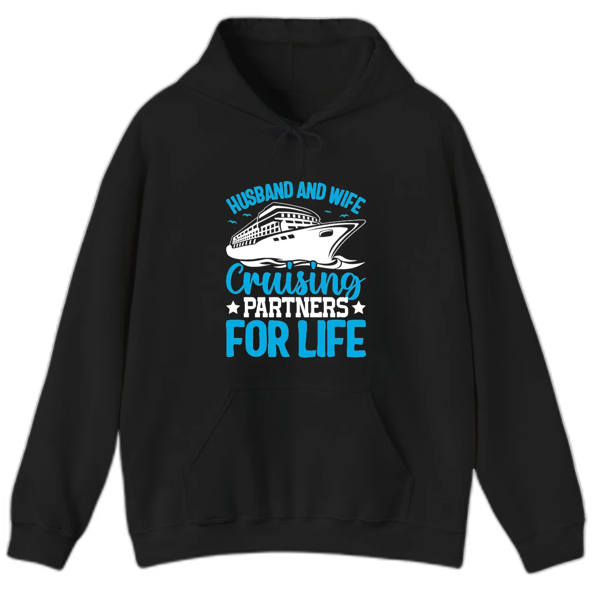 Husband And Wife Cruising Partners For Life Hoodie in Black