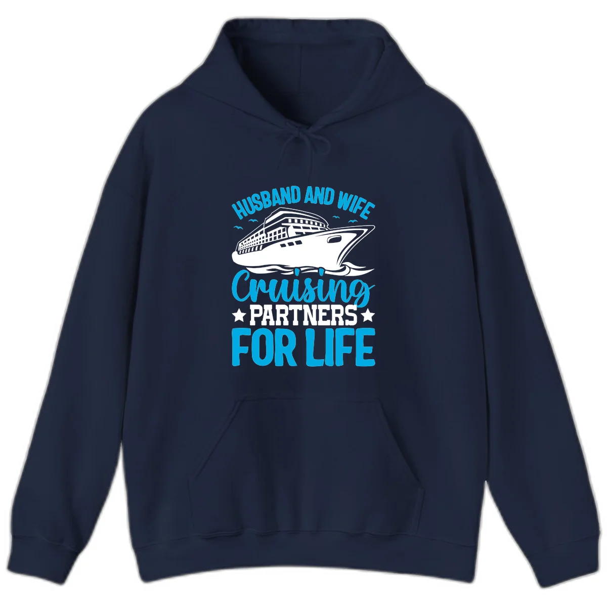 Husband And Wife Cruising Partners For Life Hoodie in Navy