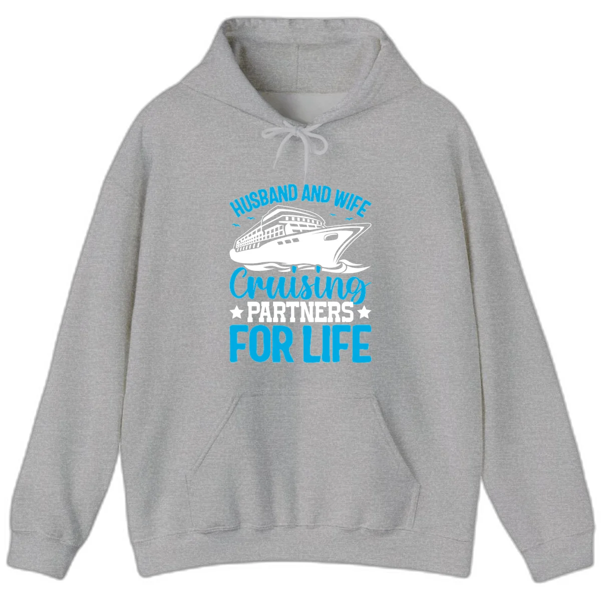 Husband And Wife Cruising Partners For Life Hoodie in Sport Grey
