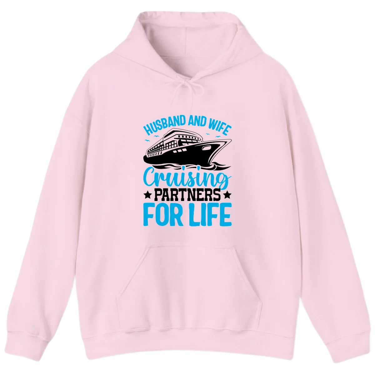 Husband And Wife Cruising Partners For Life Hoodie in Light Pink