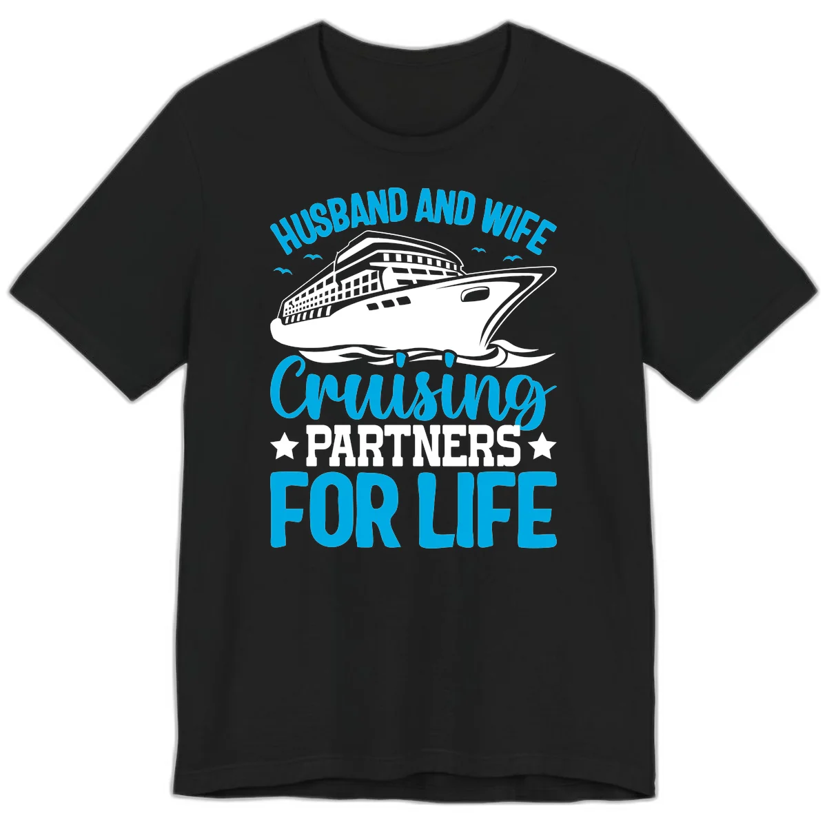 Husband And Wife Cruising Partners For Life Premium T-Shirt in Black