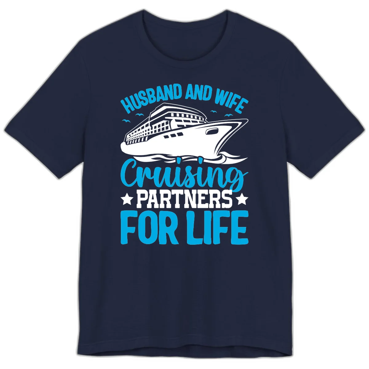 Husband And Wife Cruising Partners For Life Premium T-Shirt in Navy