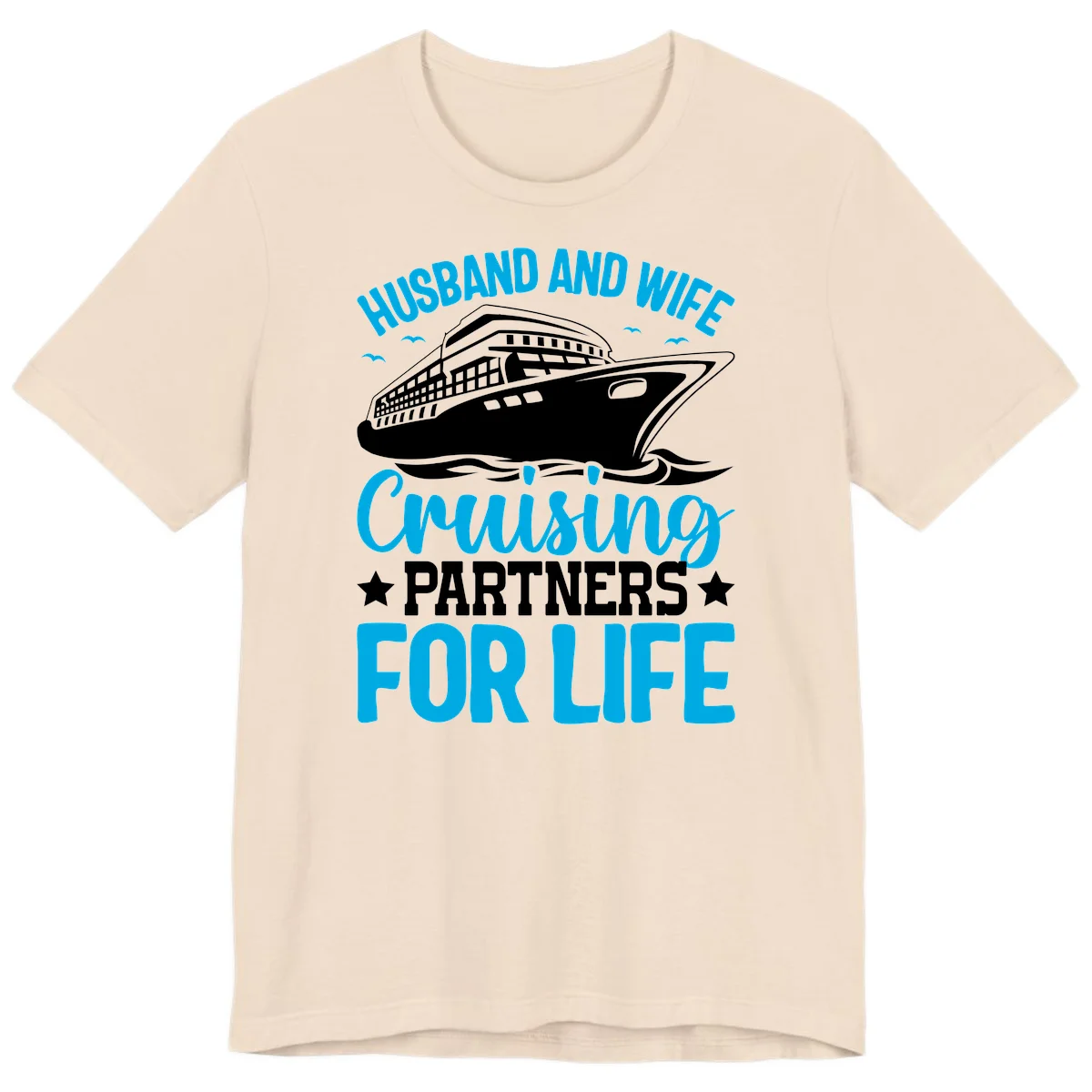 Husband And Wife Cruising Partners For Life Premium T-Shirt in Soft Cream