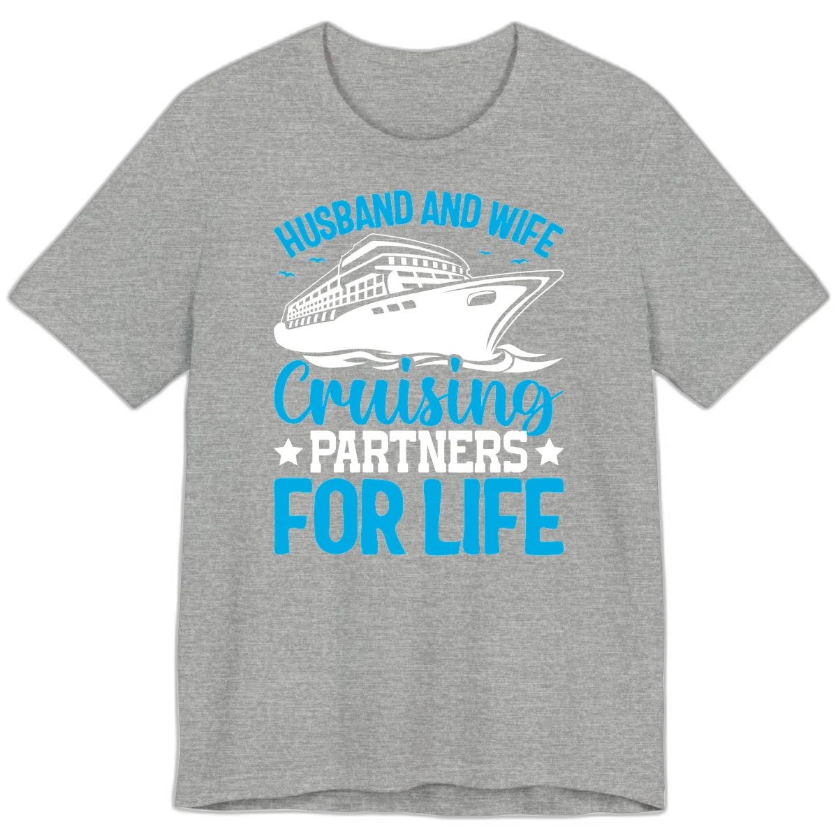 Husband And Wife Cruising Partners For Life Premium T-Shirt in Athletic Heather