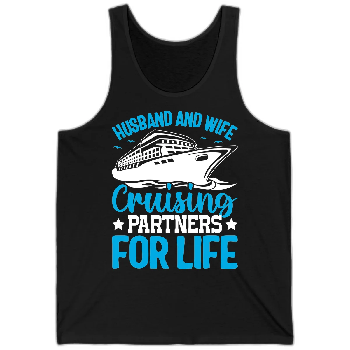 Husband And Wife Cruising Partners For Life Tank in Black