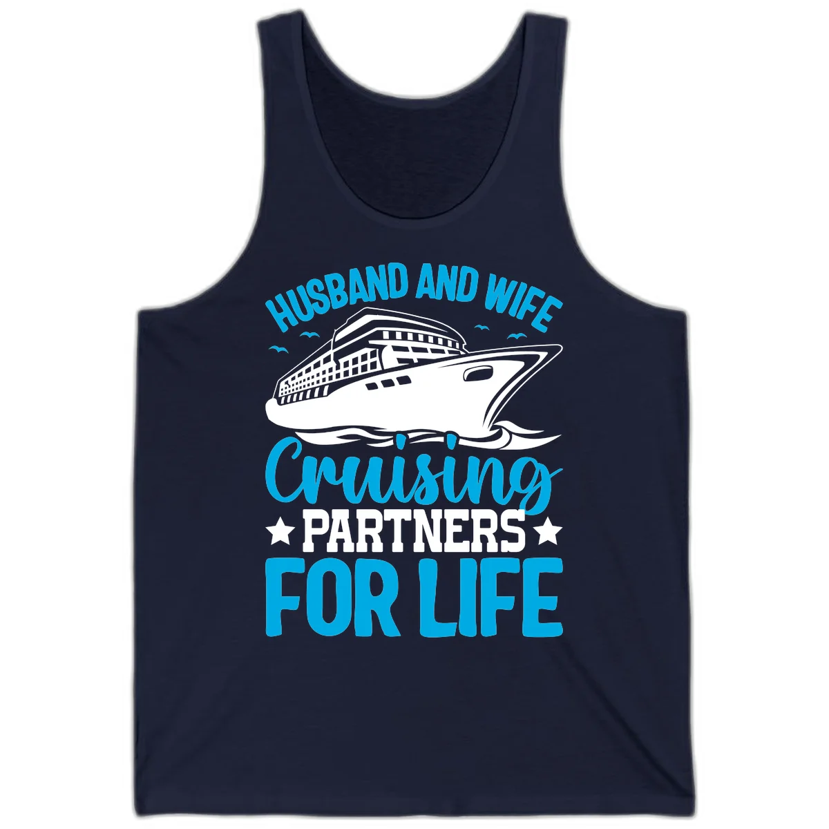 Husband And Wife Cruising Partners For Life Tank in Navy