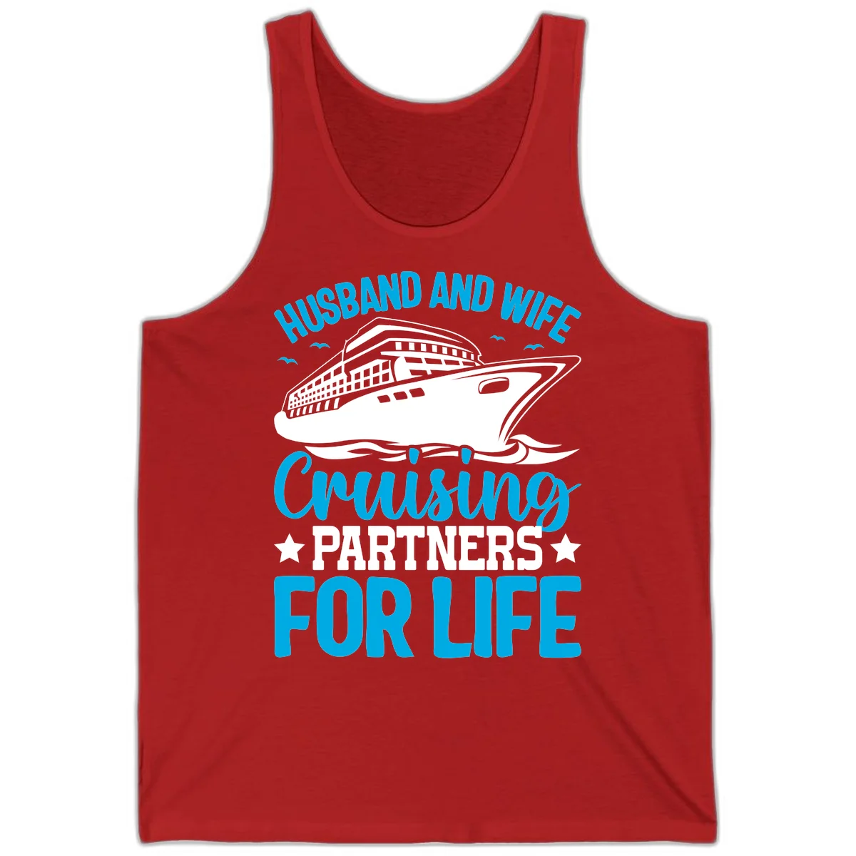 Husband And Wife Cruising Partners For Life Tank in Red