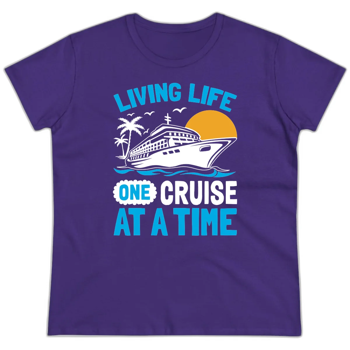 Living Life One Cruise At A Time Ladies Tee in Purple