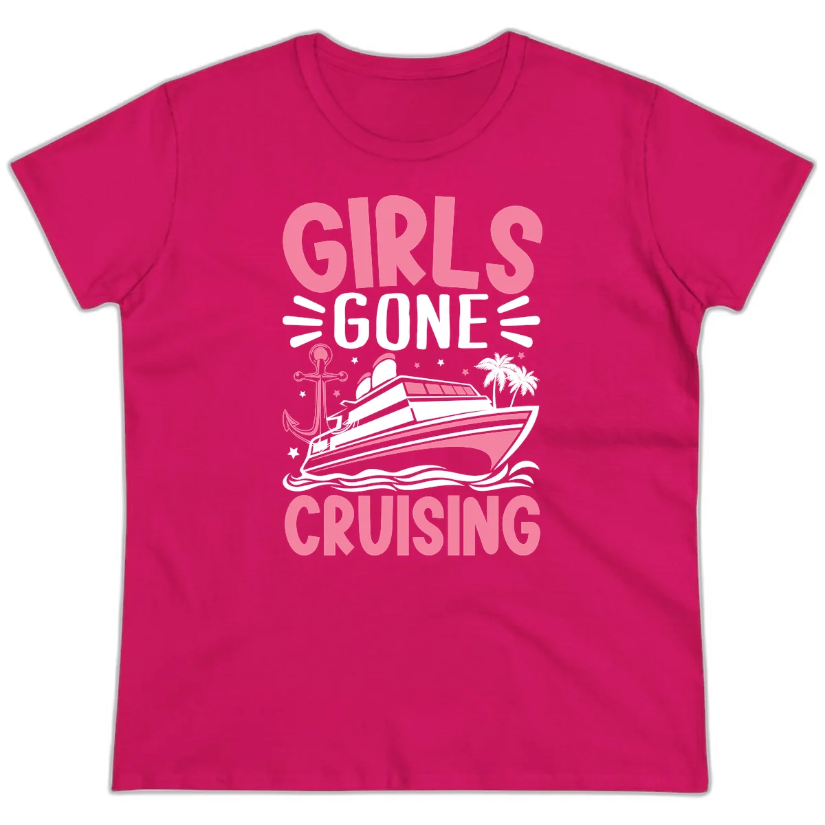 Girls Gone Cruising Ladies Tee in Heliconia