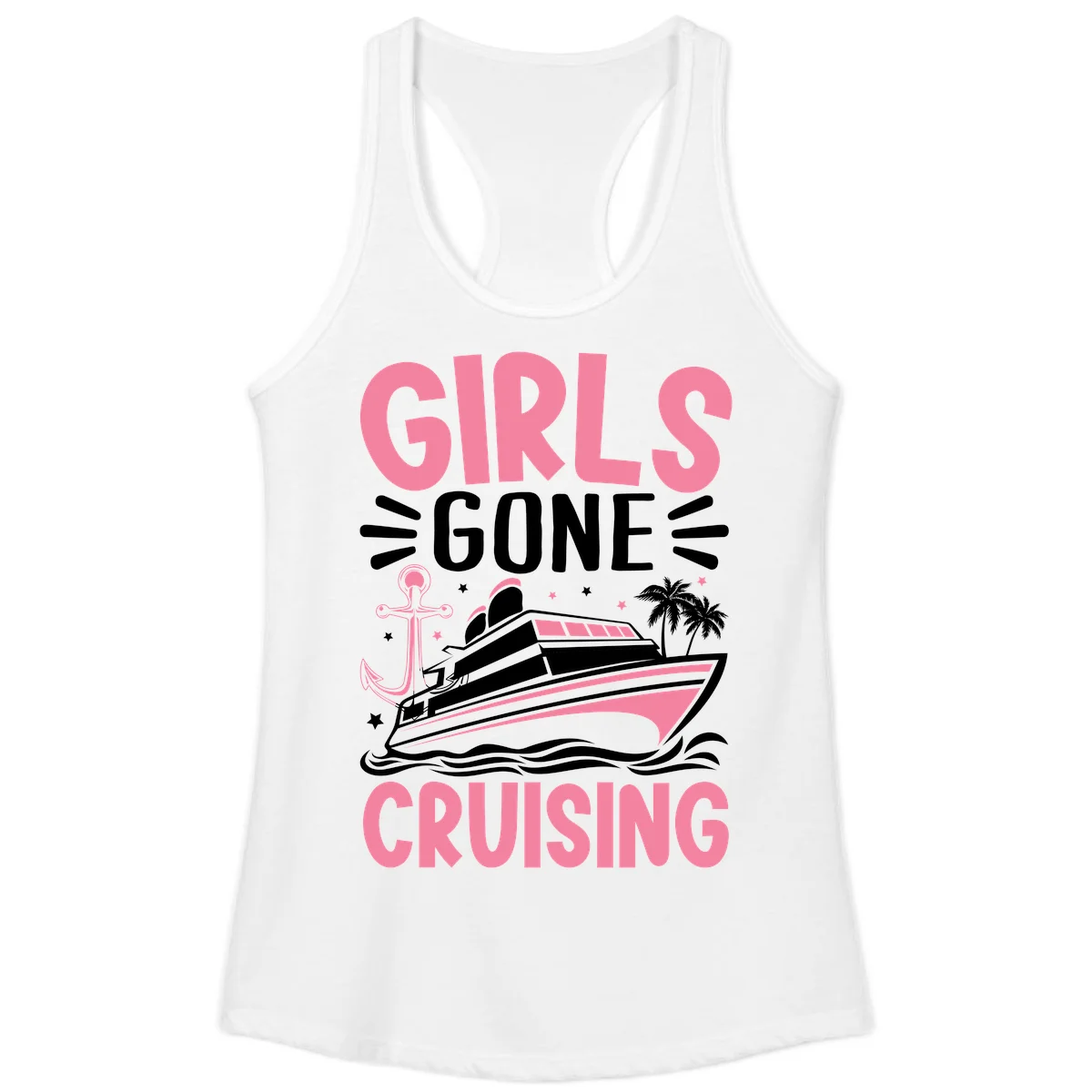 Girls Gone Cruising Ladies Tank in White