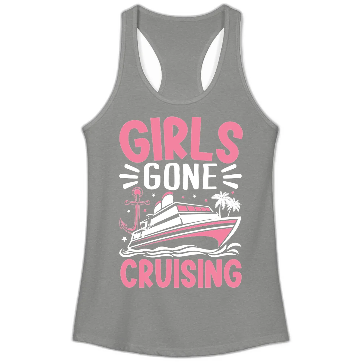 Girls Gone Cruising Ladies Tank in Heather Grey