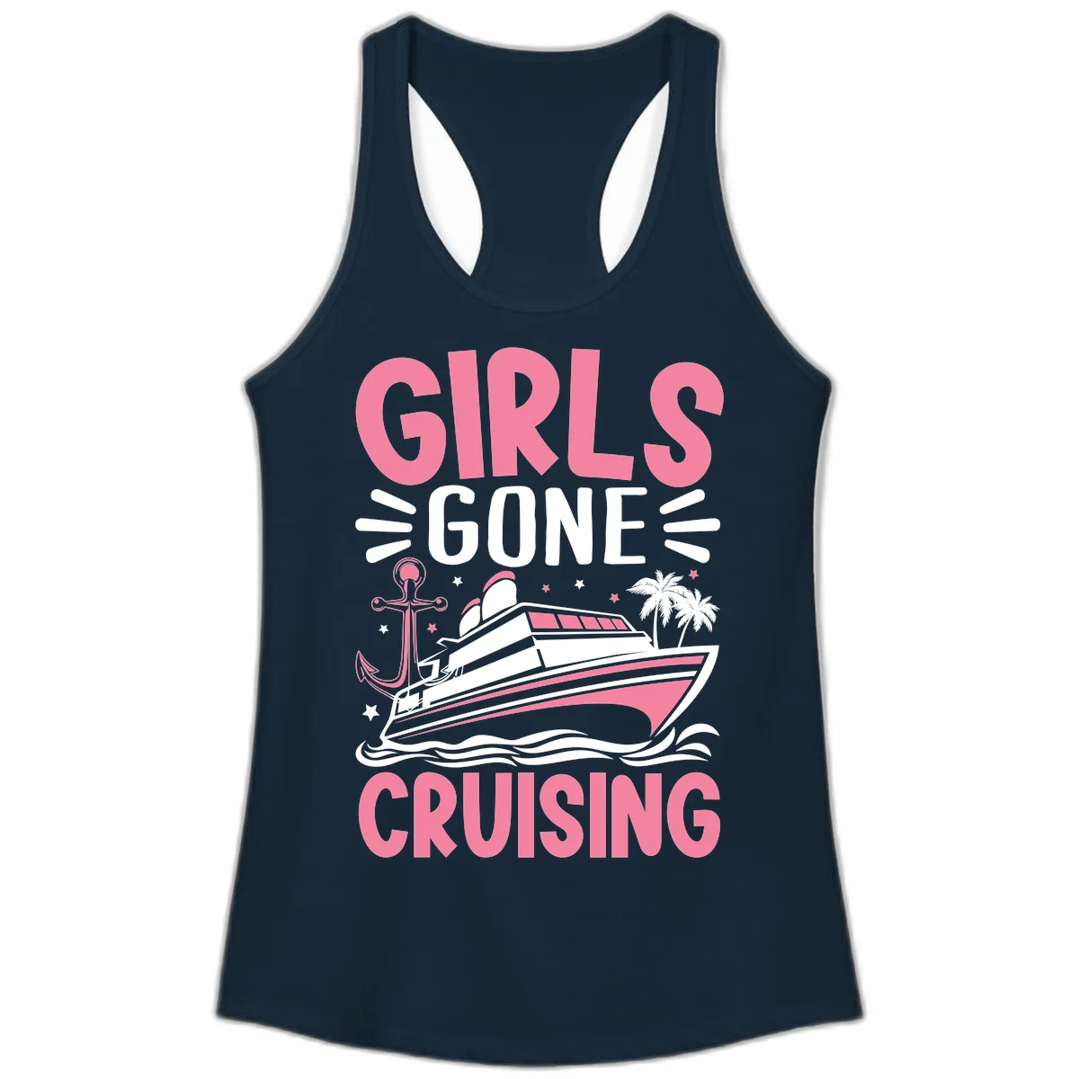 Girls Gone Cruising Ladies Tank in Solid Midnight Navy