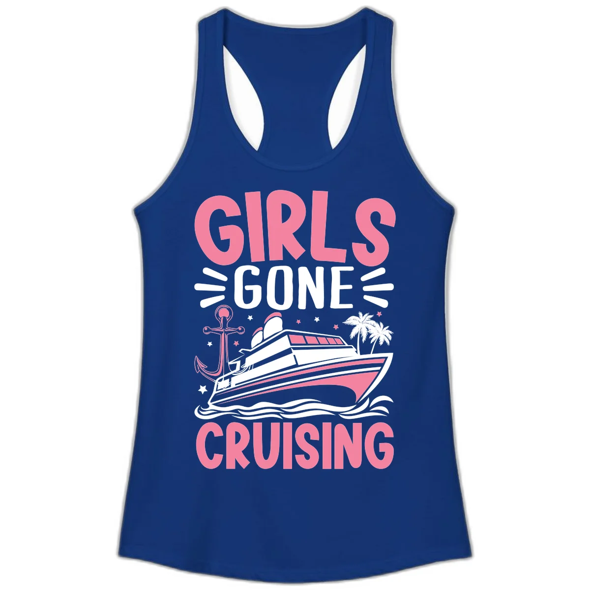 Girls Gone Cruising Ladies Tank in Solid Royal