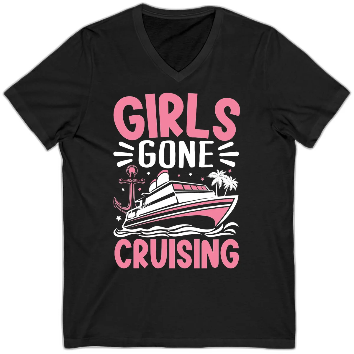 Girls Gone Cruising V-Neck in Black
