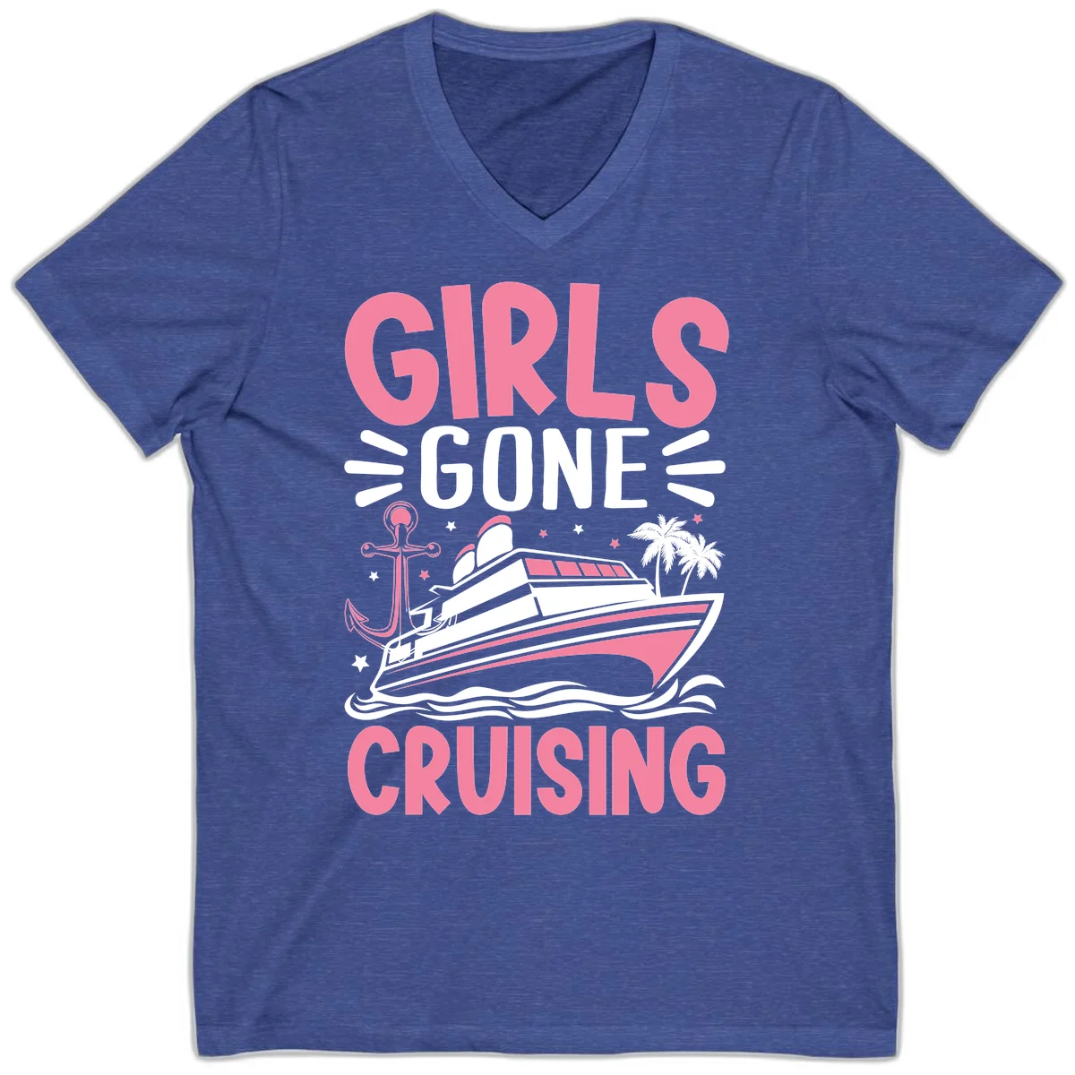 Girls Gone Cruising V-Neck in Heather True Royal