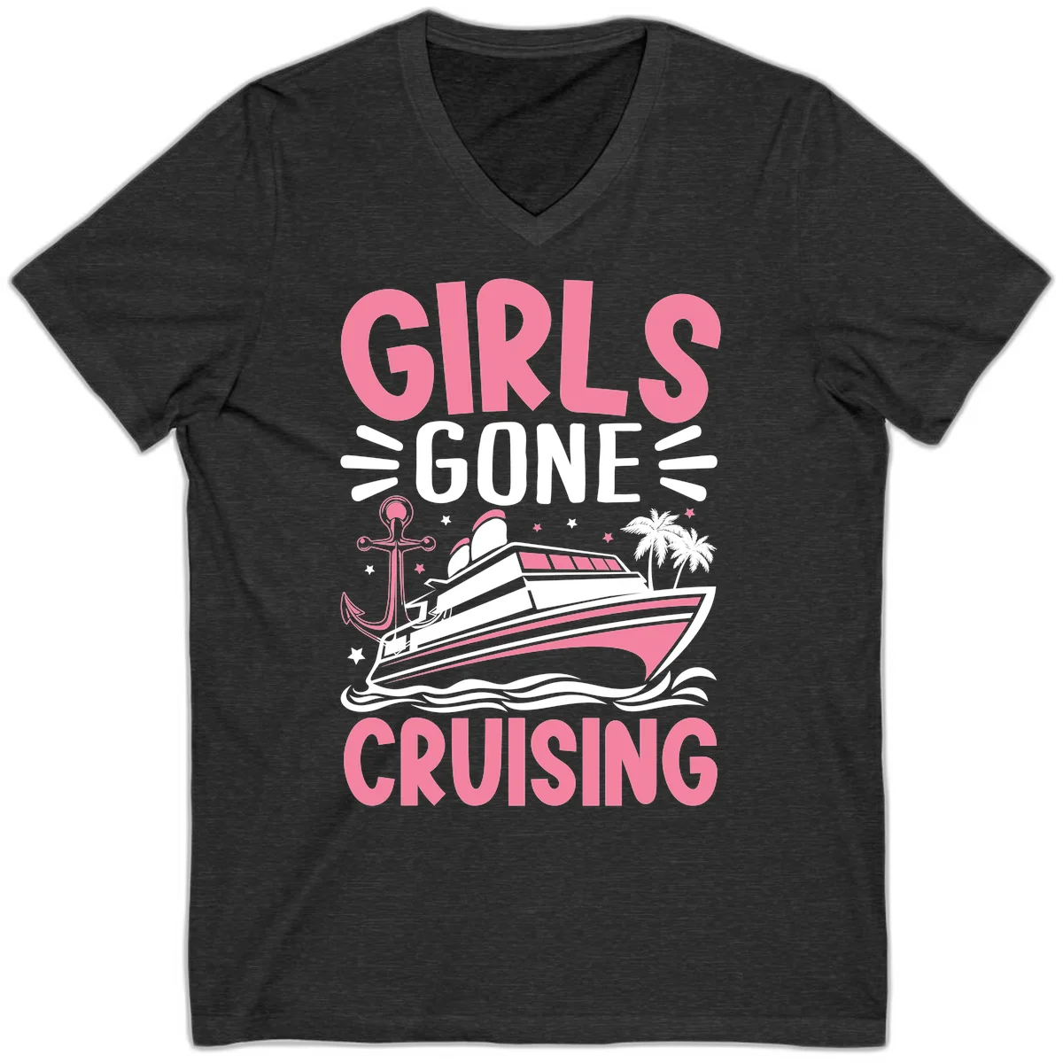 Girls Gone Cruising V-Neck in Dark Grey Heather