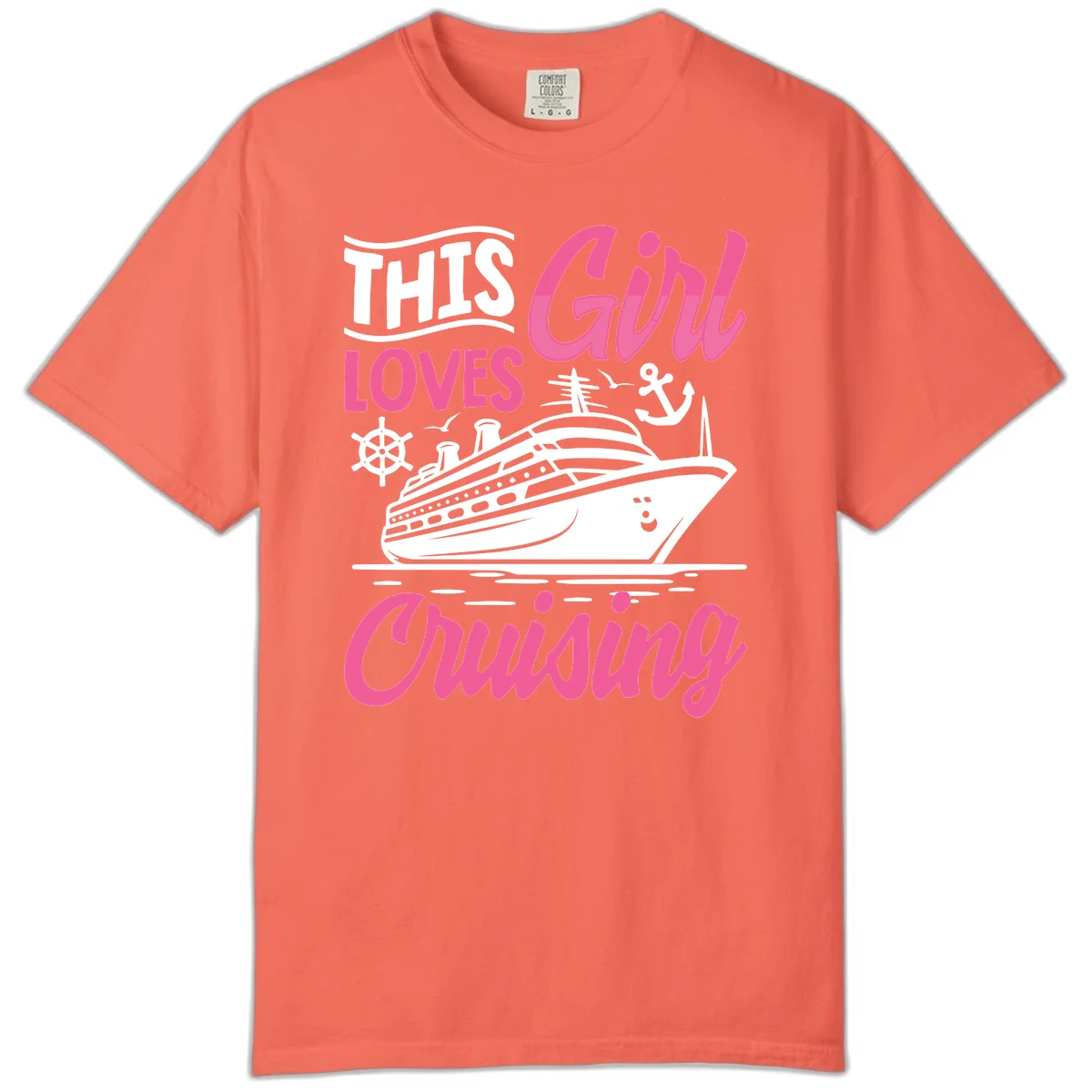 This Girl Loves Cruising Comfort Color in Bright Salmon