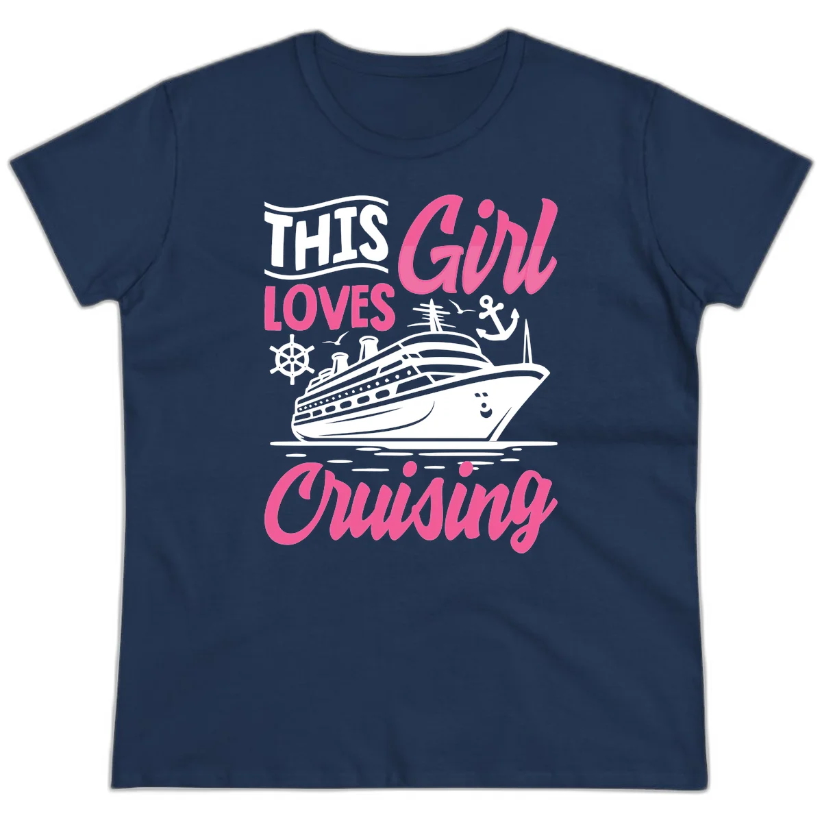 This Girl Loves Cruising Ladies Tee in Navy