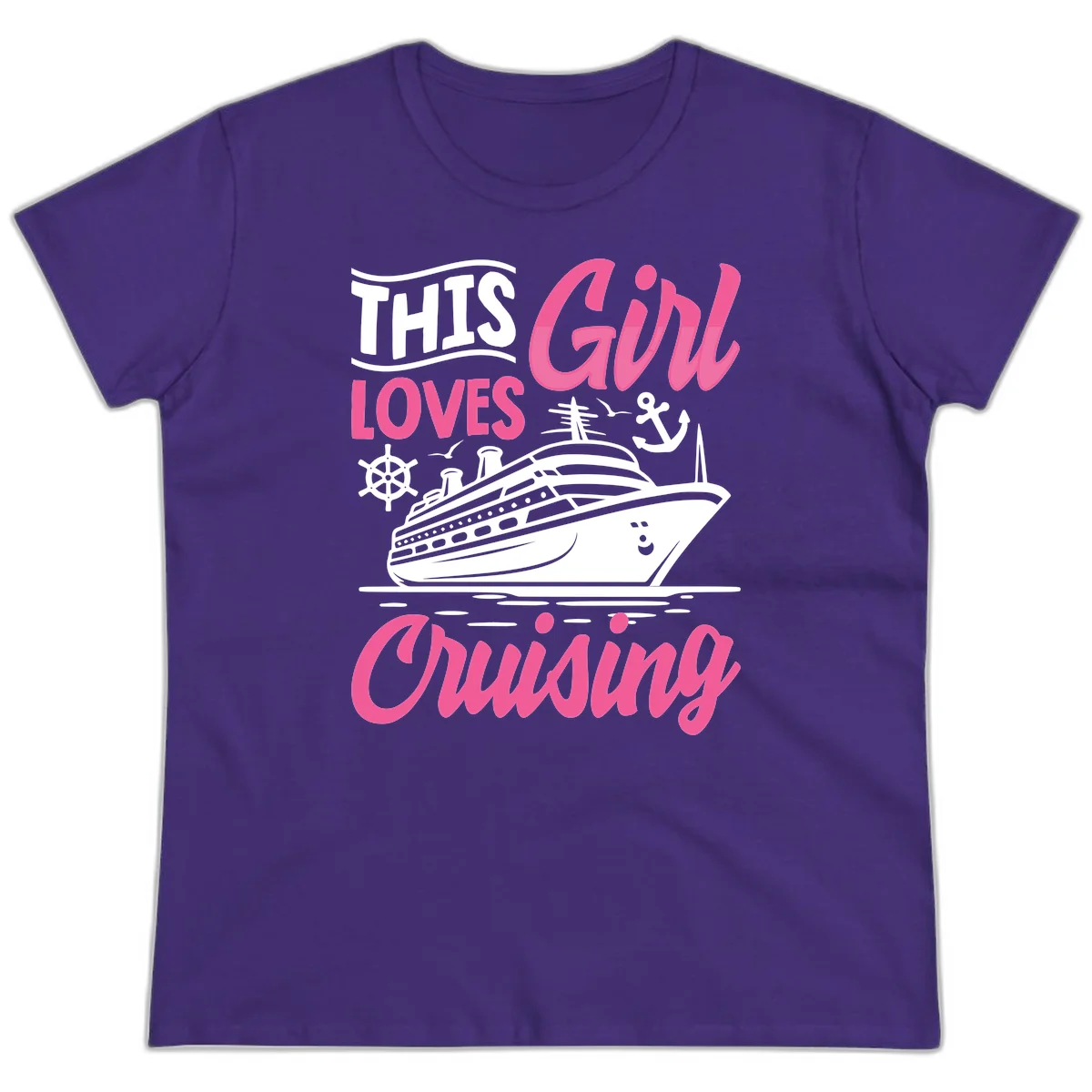 This Girl Loves Cruising Ladies Tee in Purple