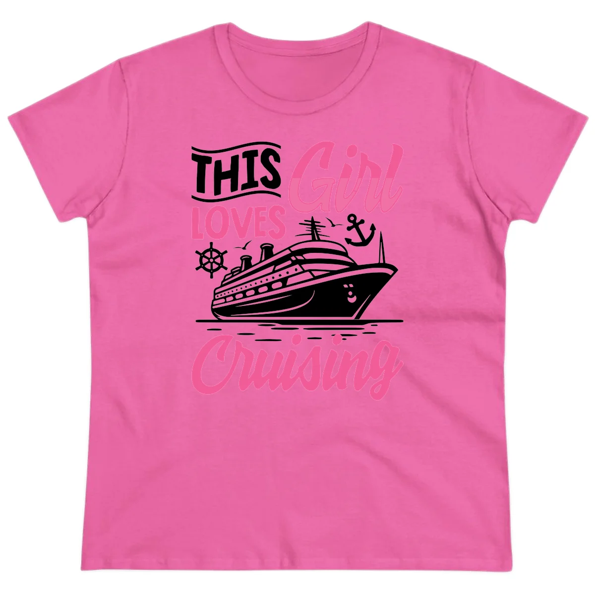 This Girl Loves Cruising Ladies Tee in Azalea