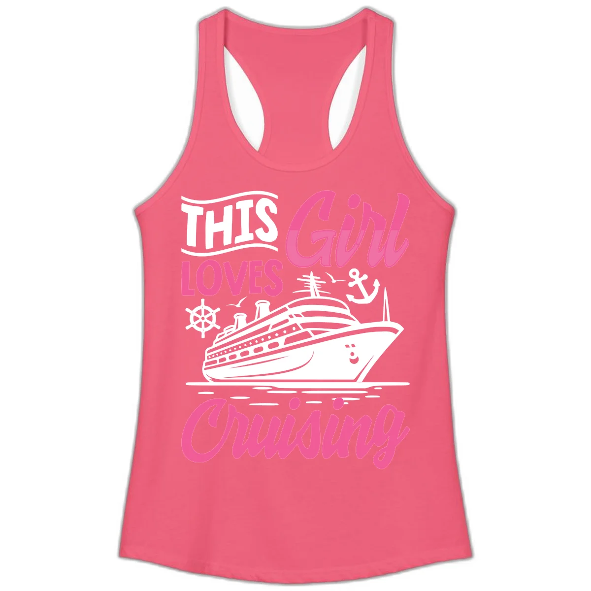 This Girl Loves Cruising Ladies Tank in Hot Pink