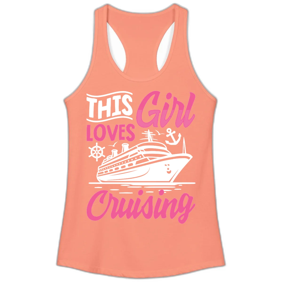This Girl Loves Cruising Ladies Tank in Solid Light Orange