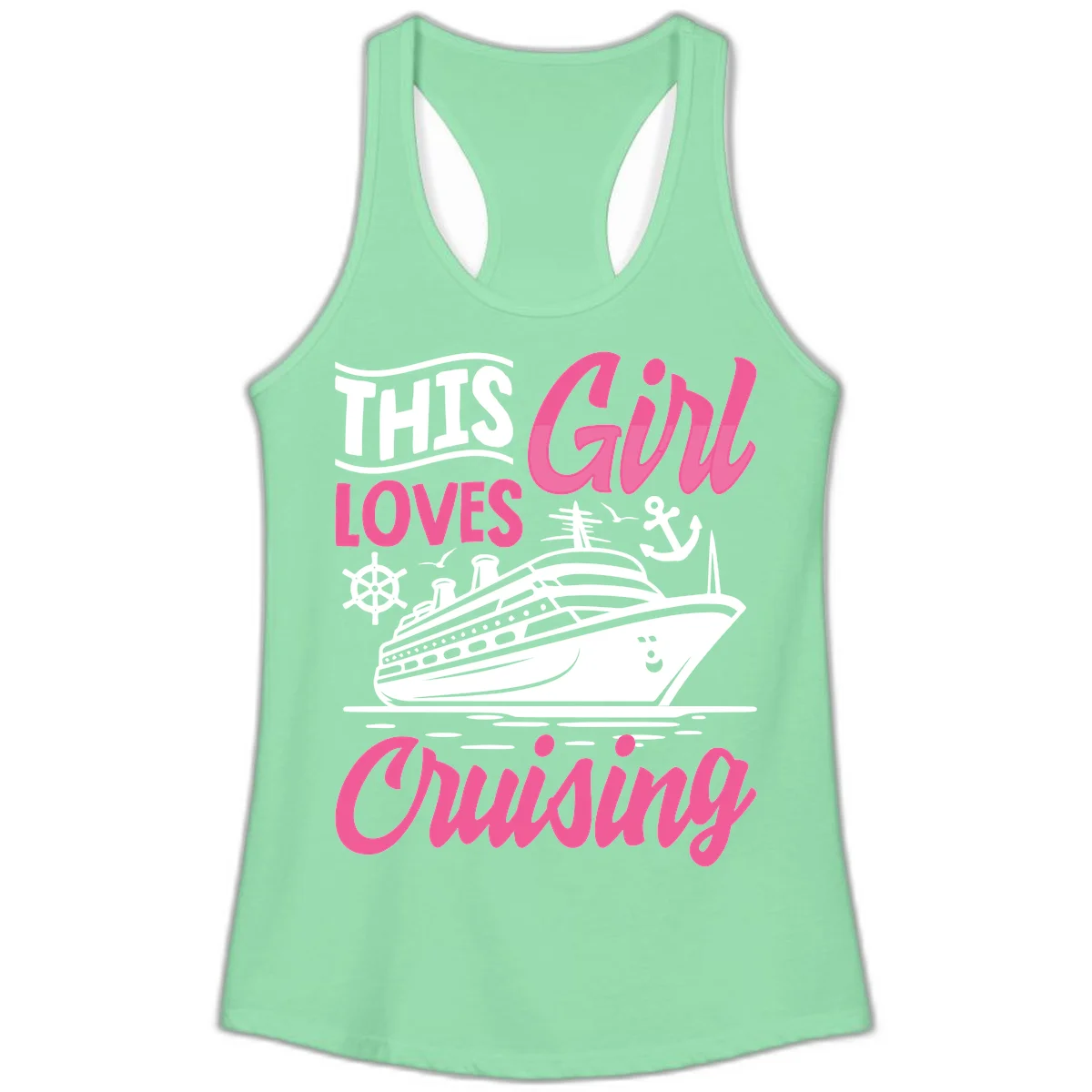 This Girl Loves Cruising Ladies Tank in Solid Mint