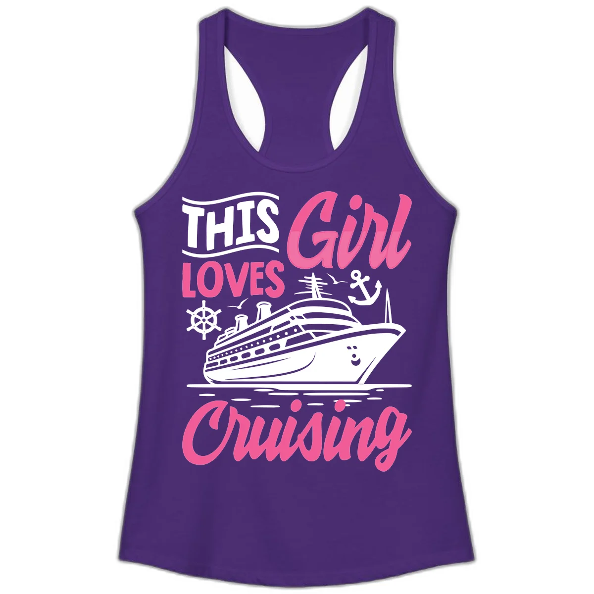 This Girl Loves Cruising Ladies Tank in Solid Purple Rush