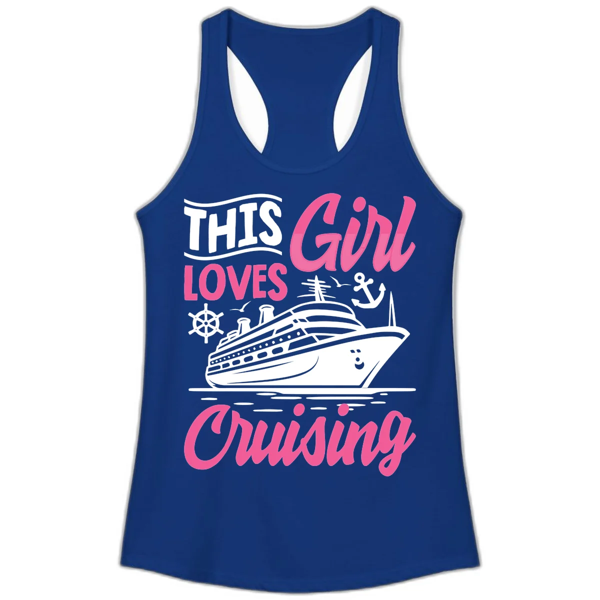 This Girl Loves Cruising Ladies Tank in Solid Royal