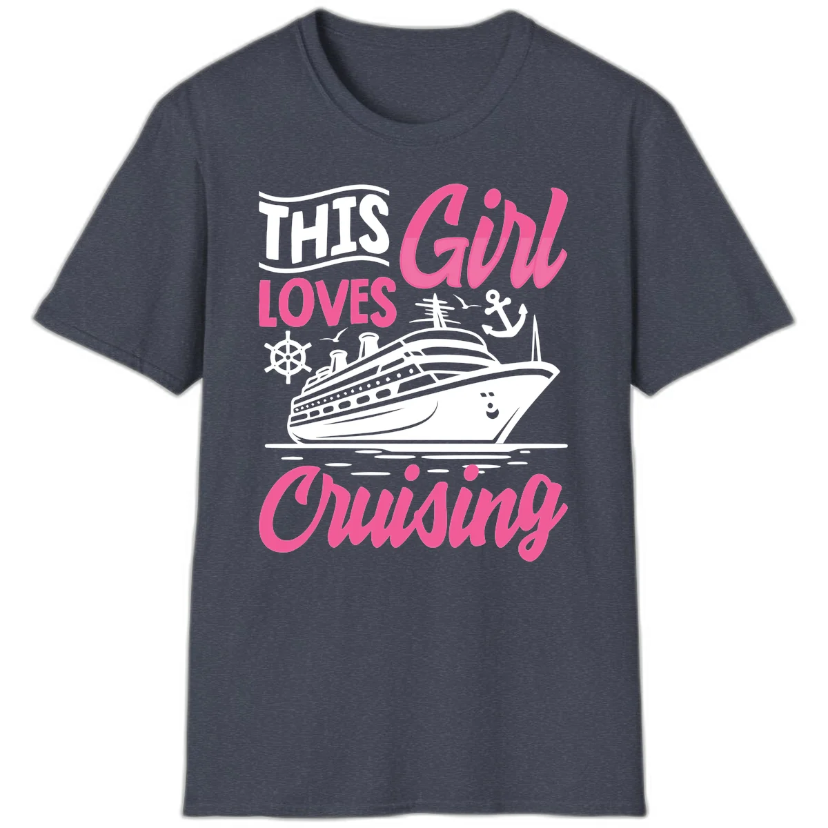 This Girl Loves Cruising T-Shirt in Heather Navy