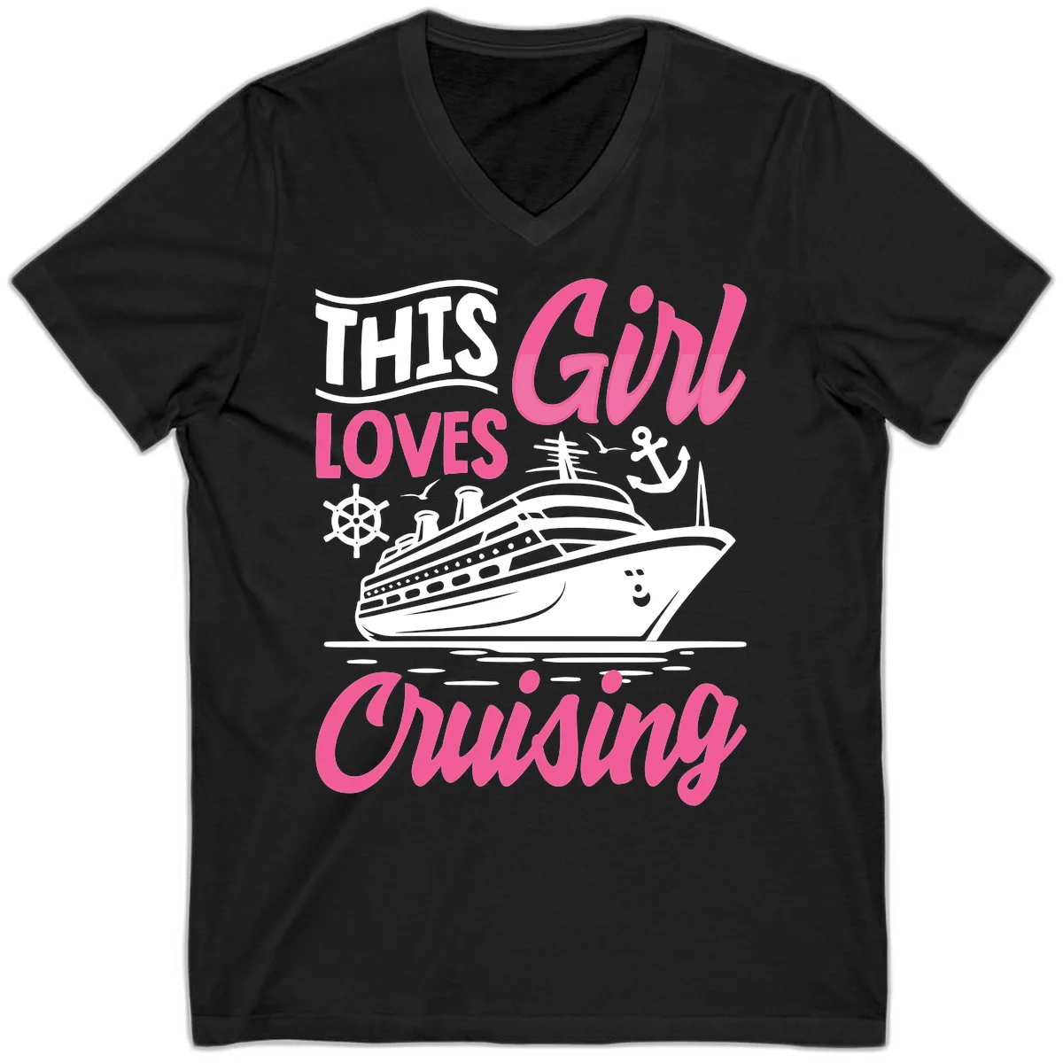 This Girl Loves Cruising V-Neck in Black