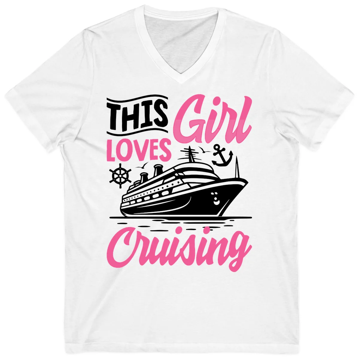 This Girl Loves Cruising V-Neck in White