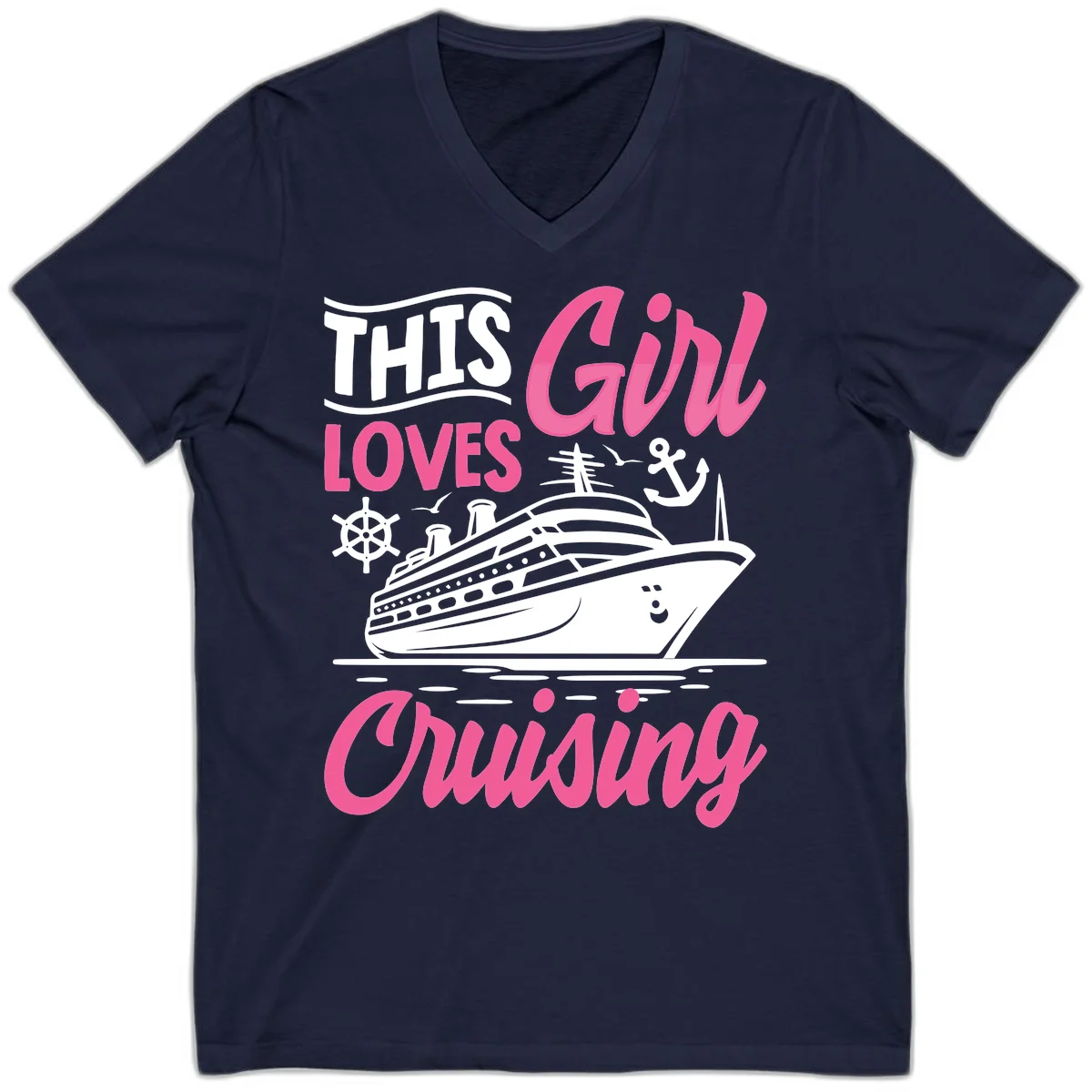 This Girl Loves Cruising V-Neck in Navy