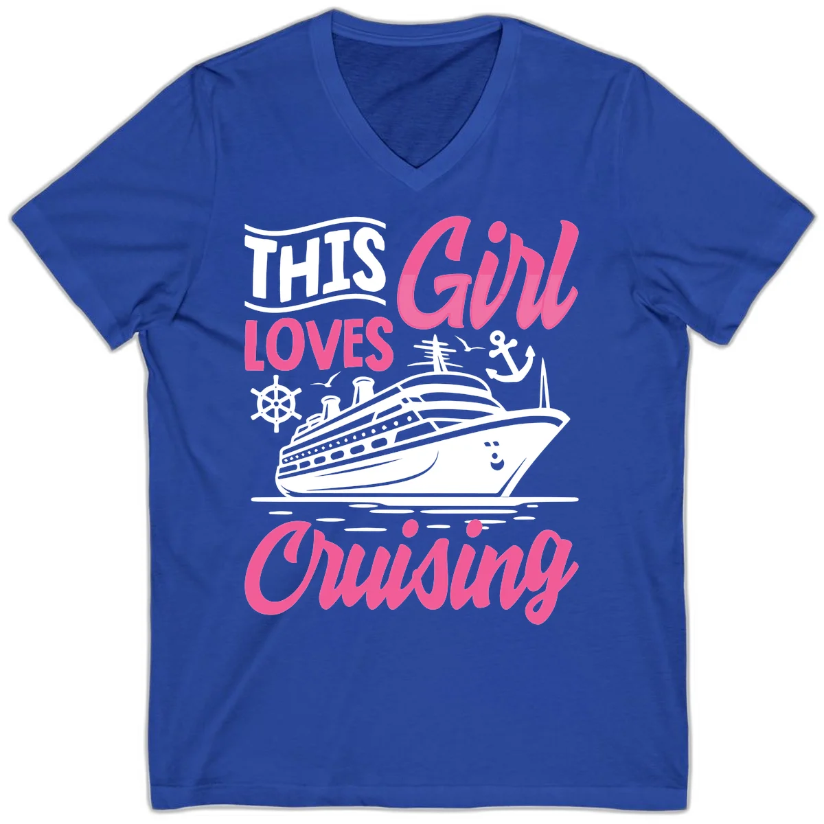 This Girl Loves Cruising V-Neck in True Royal
