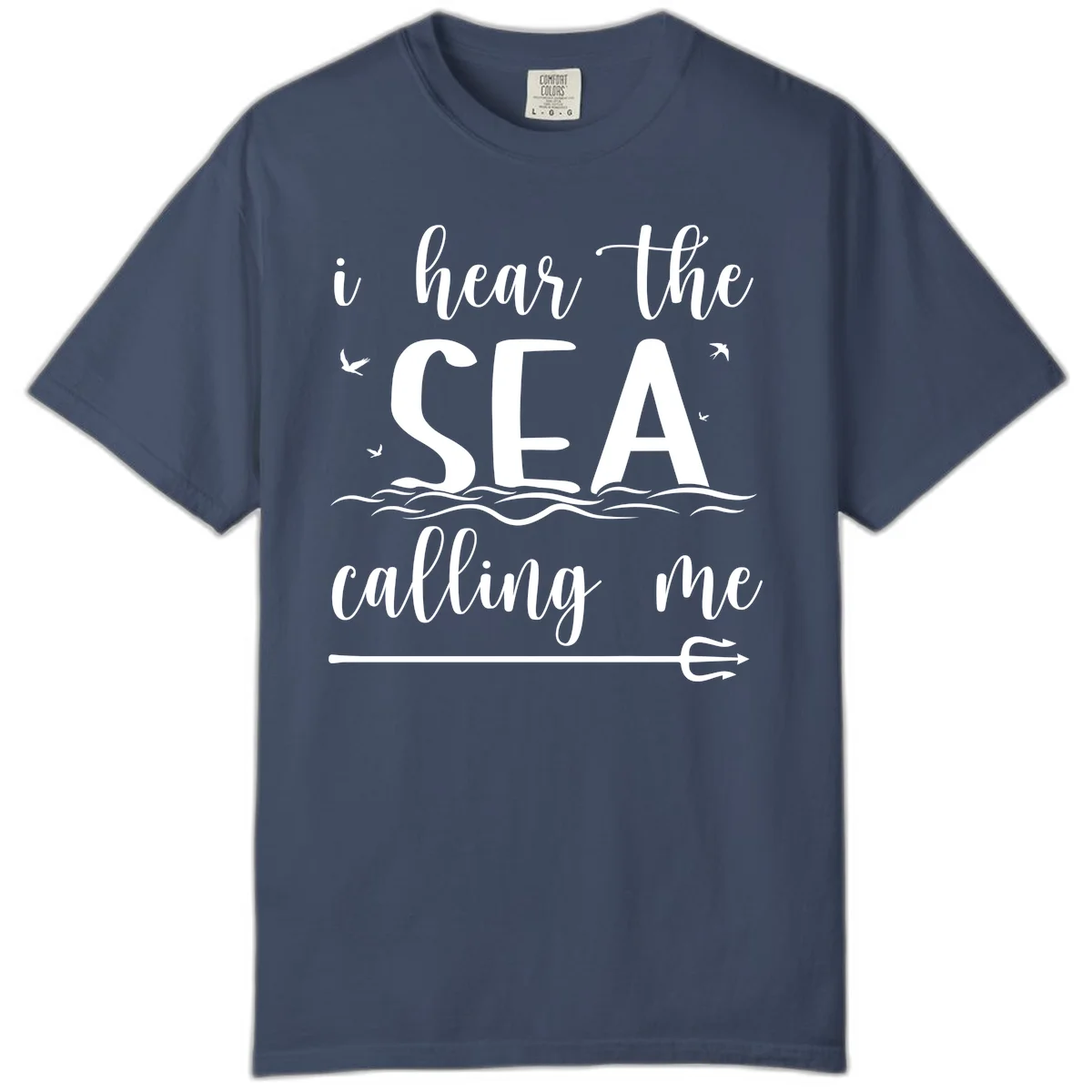 I Hear The Sea Calling Me Comfort Color Cruise Tee in Midnight