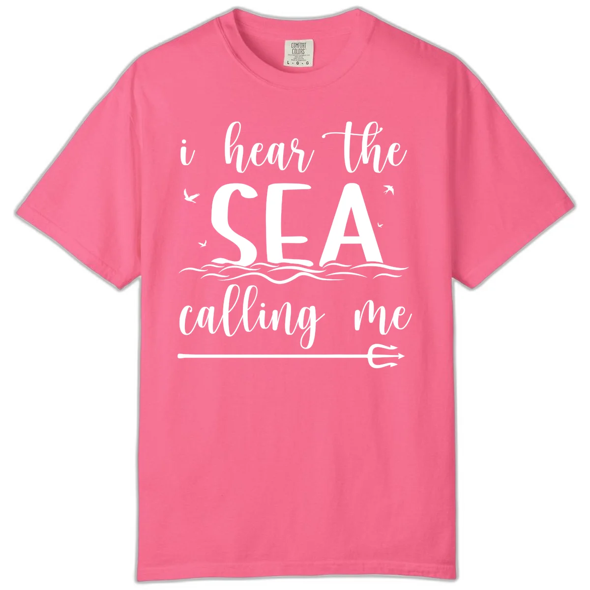 I Hear The Sea Calling Me Comfort Color Cruise Tee in Crunchberry